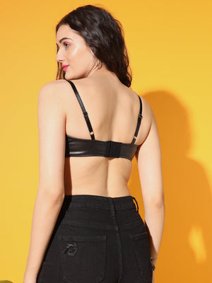 TANDUL  Casual Sleeveless Solid Women Black Top