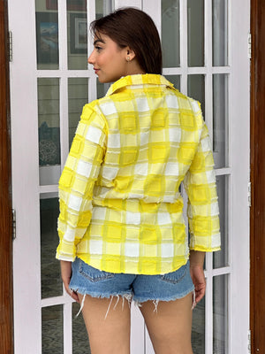 TANDUL Women Yellow and white Plaid Shirt