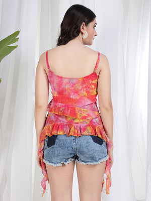 TANDUL Casual Sleeveless Tie & Dye Women Multicolor Top