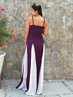 TANDUL Women Purple and White Long Flared Dress