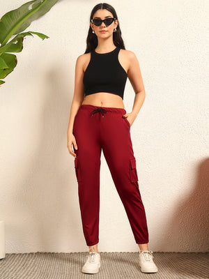 TANDUL  Regular Fit Women Red Viscose Blend Trousers