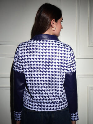 TANDUL  Women Houndstooth Fleece Jacket
