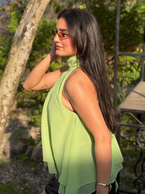 TANDUL Women Elegant Green Georgette Top