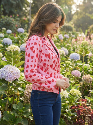 TANDUL Fleece Floral Print Coat