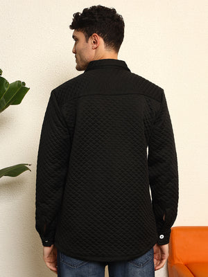 TANDUL Men's Stylish Black Quilt Jacket