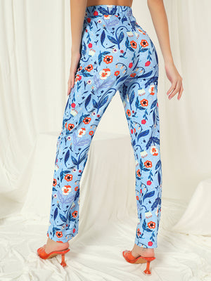 TANDUL  Women Regular Fit Light Blue Lycra Blend Trousers