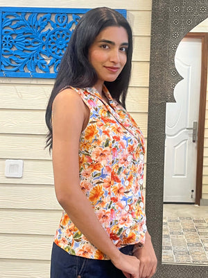TANDUL Floral Print Women Waistcoat