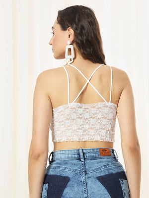 TANDUL  Casual Sleeveless Solid Women White Top
