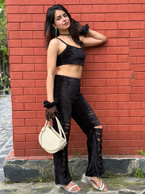 TANDUL  Women Two Piece Dress Black Co-ord Set