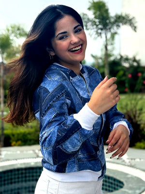 TANDUL Women Denim Patterned Jacket