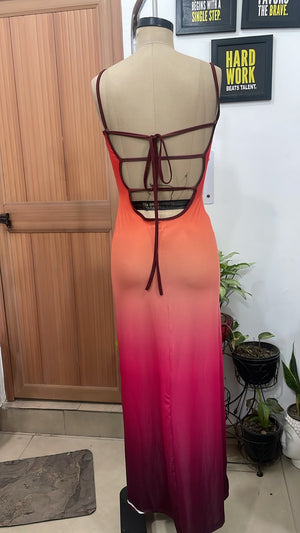 TANDUL Women Sunset Ombré Cowl Neck Maxi Dress