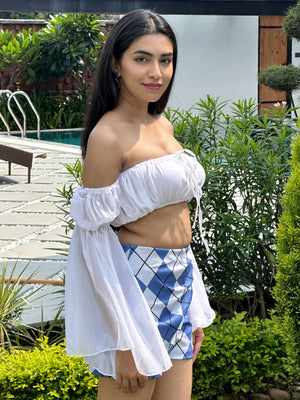 TANDUL Women Solid White Georgette Crop Top