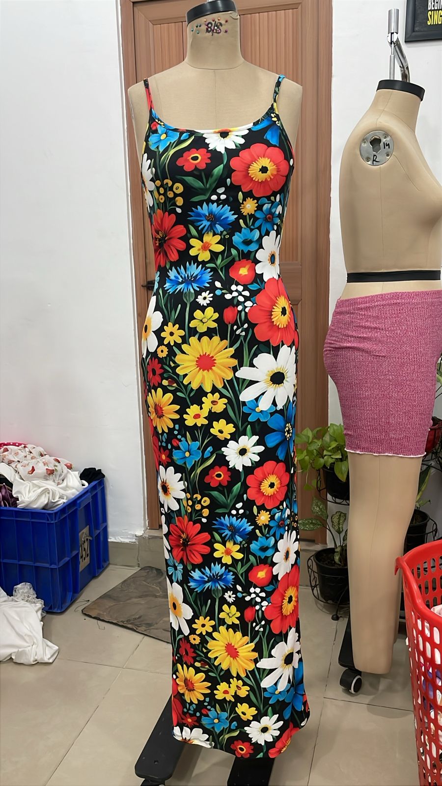 TANDUL Women Retro Multicolor Daisy Print Maxi Dress