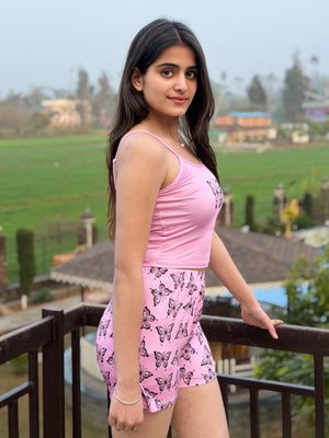 TANDUL Women Enchanting Pink Nightsuit