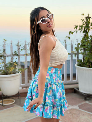 TANDUL Women Skyblue Floral Skirt