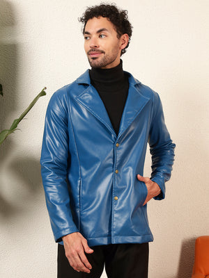 TANDUL Men's Solid Single Breasted Blue Blazer