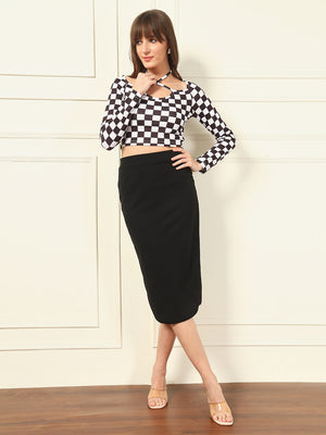 TANDUL Stylish Black and White Checkered Top