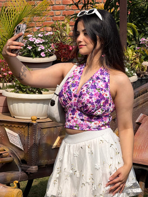 TANDUL Women Stunning Purple Floral Top