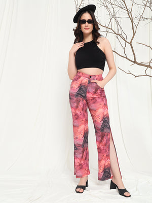 TANDUL  Women Regular Fit Pink Lycra Blend Trousers