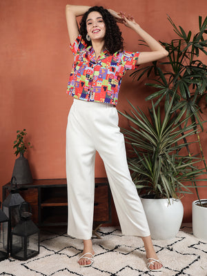 Women Regular Fit Printed  Collared Casual Shirt