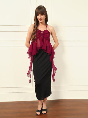 TANDUL Purple Ruffle Detailed Top