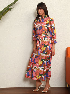 TANDUL Multicolor Floral Printed Long Dress