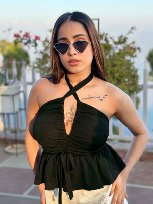 TANDUL Women Sleek Black Crop Top