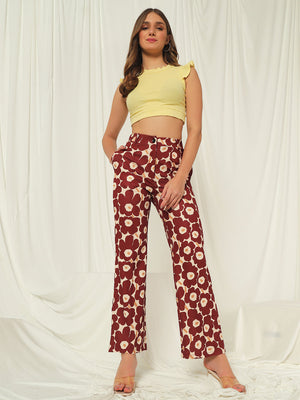 TANDUL  Women Regular Fit Maroon Lycra Blend Trousers