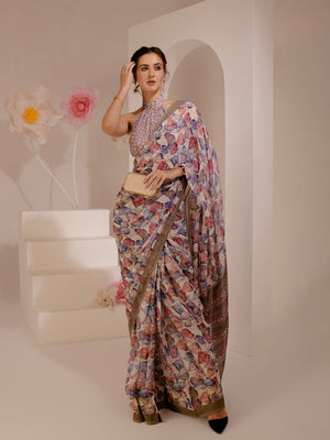 ELTIRE Exquisite Printed Bollywood Style Georgette Sari