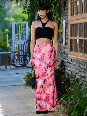 TANDUL Women Pink Feather Printed Skirt