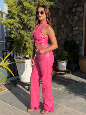 TANDUL Women Pink Leather Co-ord Set