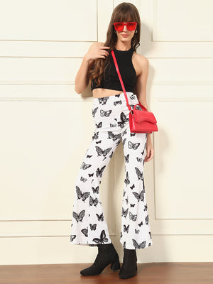 TANDUL Women White Butterfly Printed Trouser