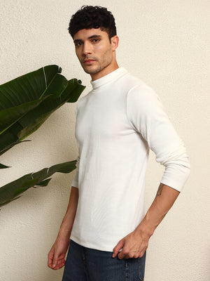 TANDUL  Men Solid Turtle Neck White Sweater