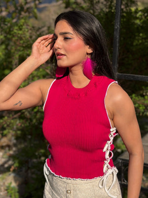 TANDUL Women Chic Pink Knitted Top