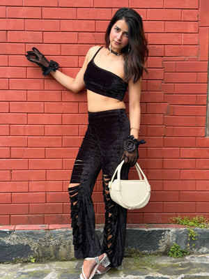 TANDUL  Women Two Piece Dress Black Co-ord Set