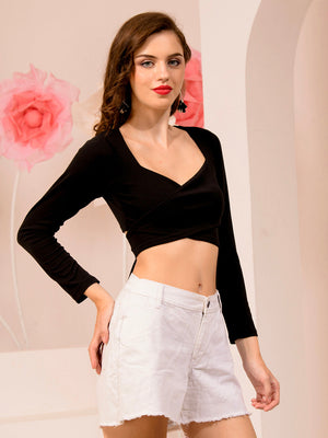 TANDUL  Casual Regular Sleeves Solid Women Black Top