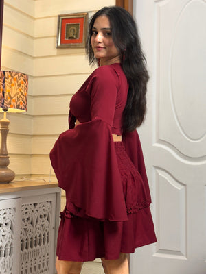 TANDUL Women Maroon Co-ord Set
