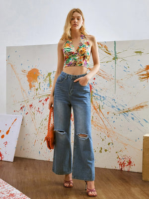 TANDUL  Casual Sleeveless Printed Women Multicolor Top