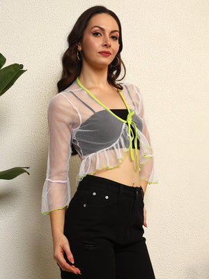 TANDUL Women White Net Shrug