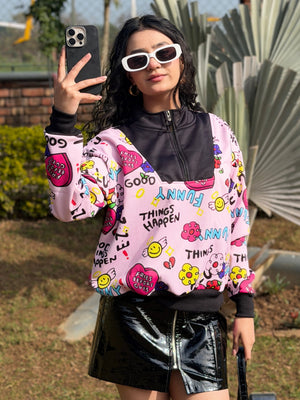 TANDUL Women Vibrant Multicolor Printed Sweatshirt