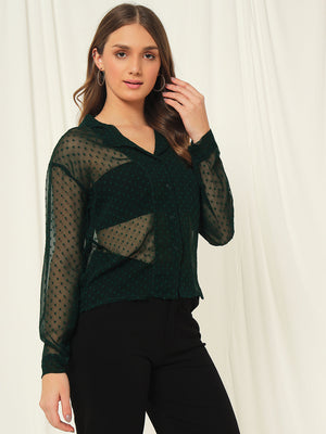 TANDUL  Women Regular Fit Solid Lapel Collar Casual Shirt