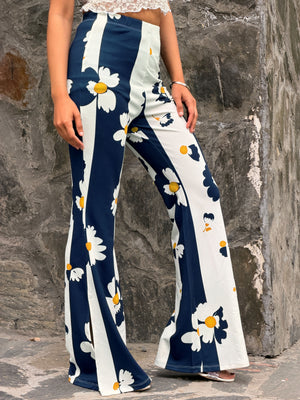 TANDUL Women Black and White Floral Trousers