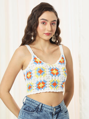 TANDUL  Casual Sleeveless Printed Women Multicolor Top