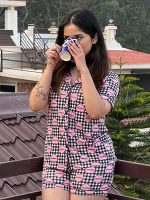 TANDUL Women Stylish Checkered Nightsuit