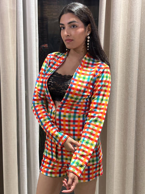 TANDUL Vibrant Multicolor Checkered Co-ord Set