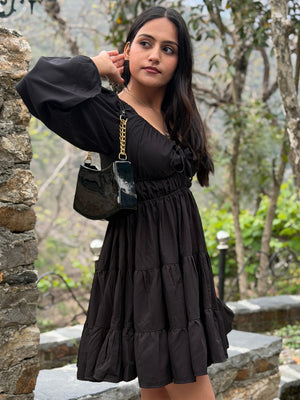 TANDUL  Women Fit and Flare Black Dress