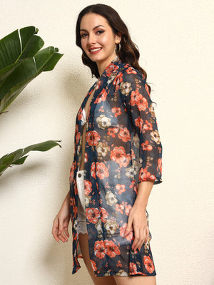 TANDUL Women Floral Printed Georgette Shrug