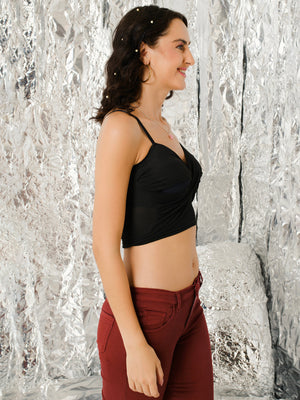 TANDUL  Casual Sleeveless Solid Women Black Top