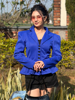 TANDUL Women Stylish Blue Solid Blazer