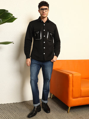 TANDUL Men's Stylish Black Quilt Jacket